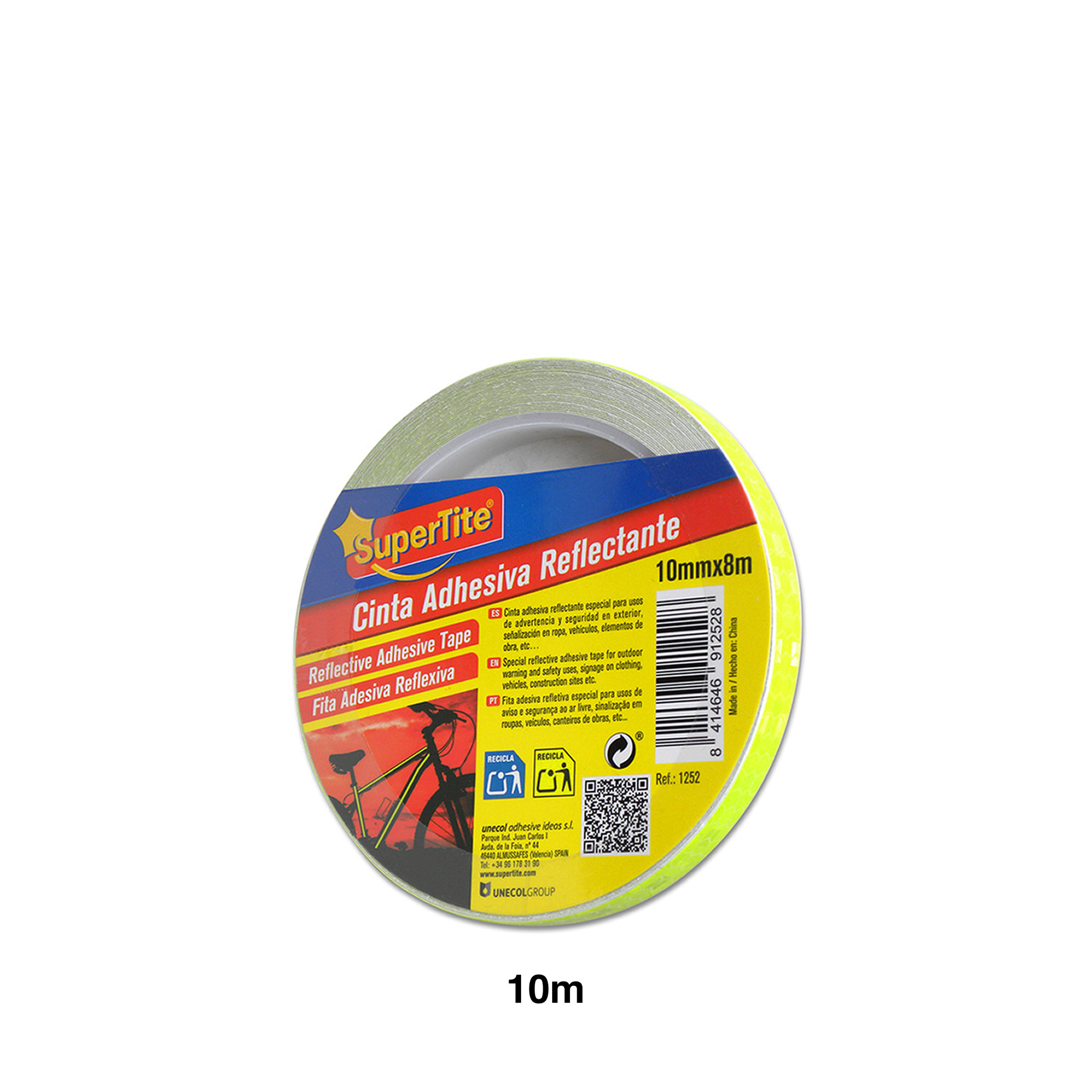 Rolo Fita Refletora Amarela 10mmx8m