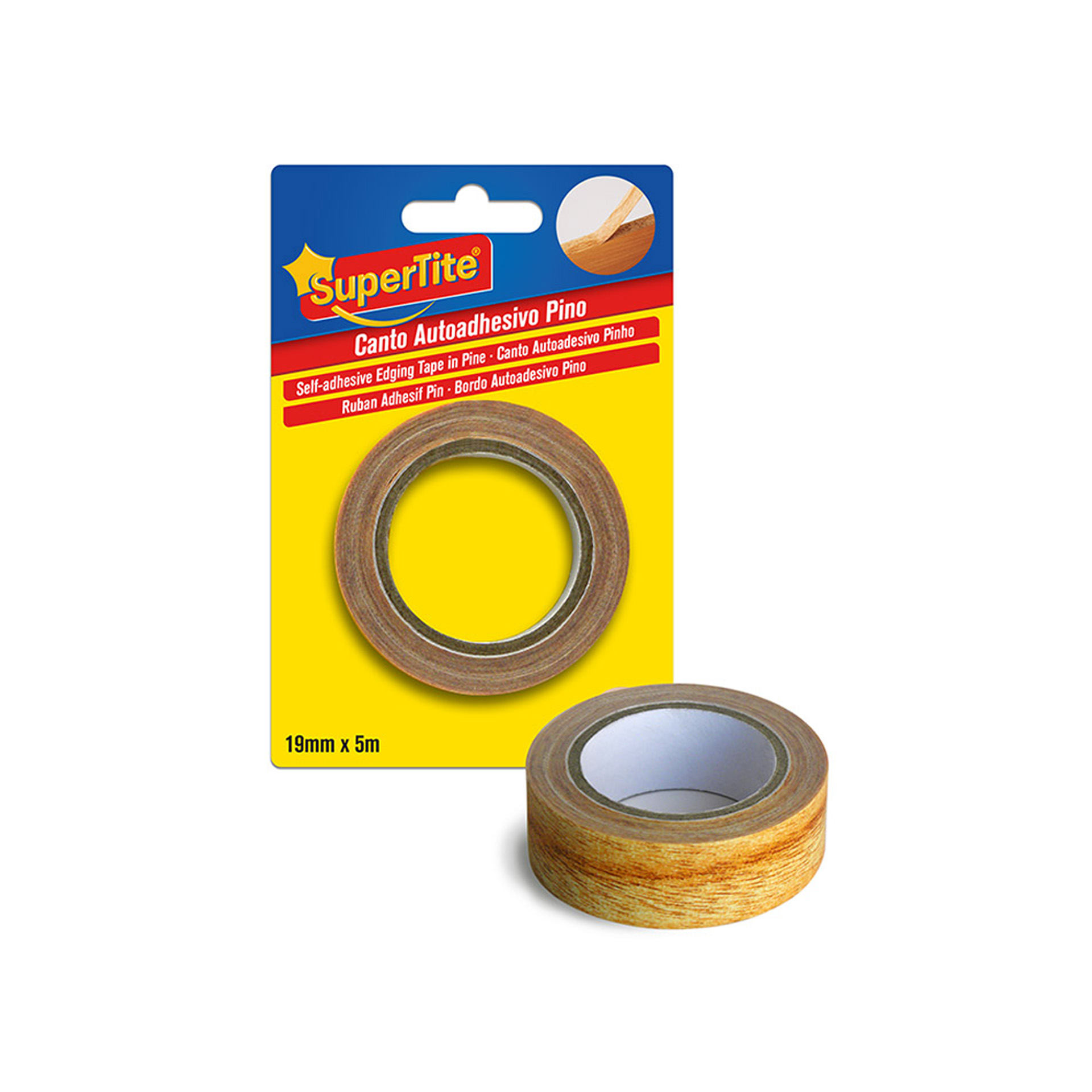 Rolo Canto Adesivo 19mmx5m Pinho