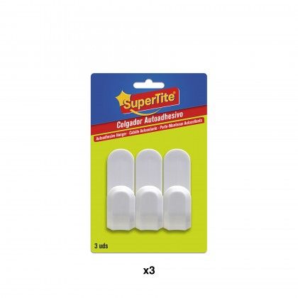 Cabide Adesivo Plstico Branco Pack 3