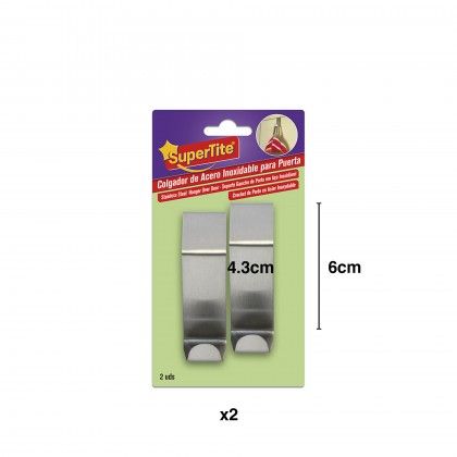 Cabide Adesivo Inox para Porta 2.5X4.3X6cm Pack 2