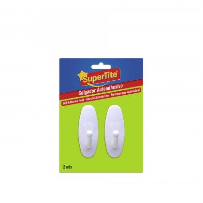 Cabide Adesivo Plstico Branco 6cm Pack 2