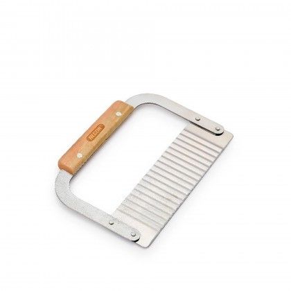 Cortador Batatas Madeira / Inox Ondulado 18.5cm