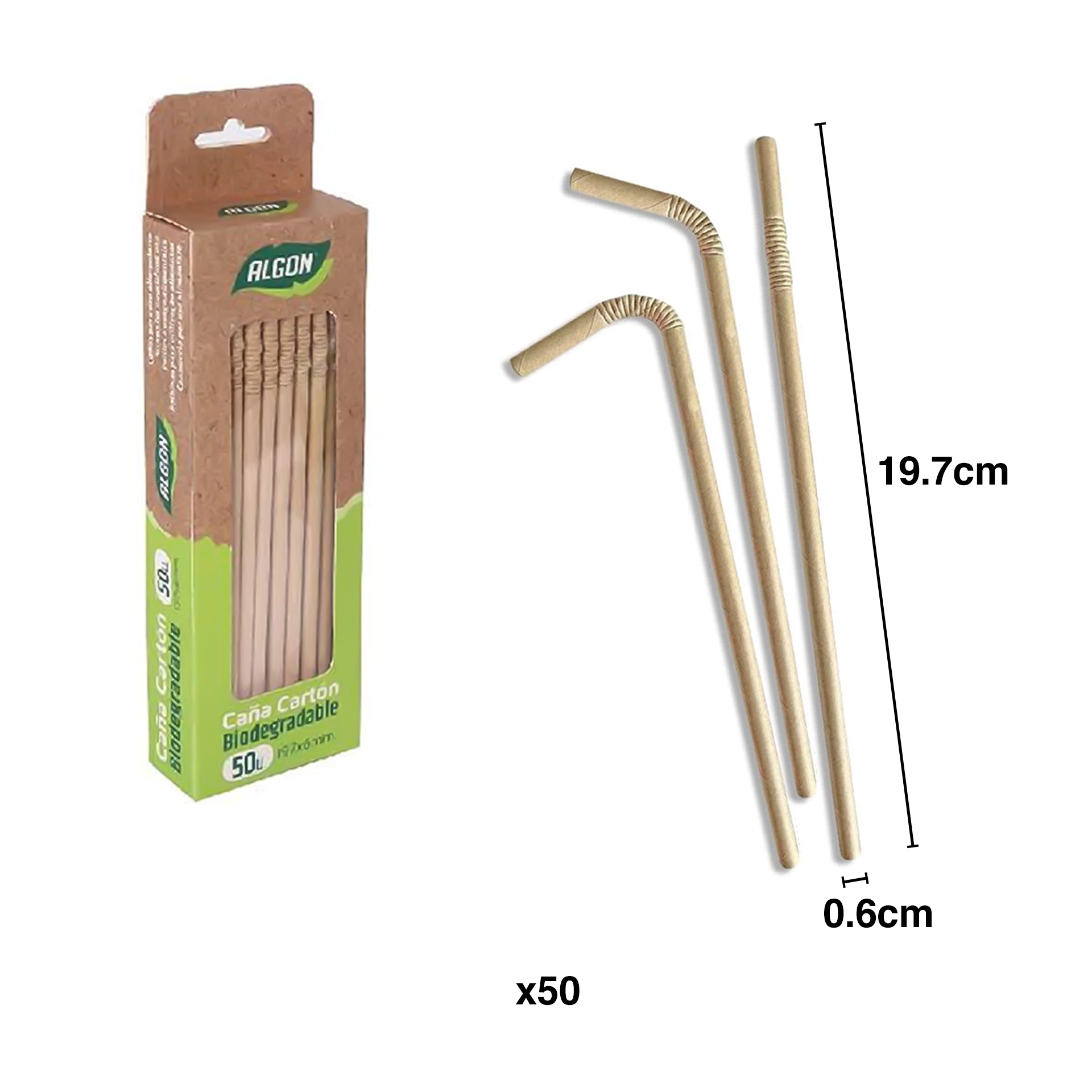 Palhinha Cartão Biodegradável Kraft 0.6X19.7cm Pack 50