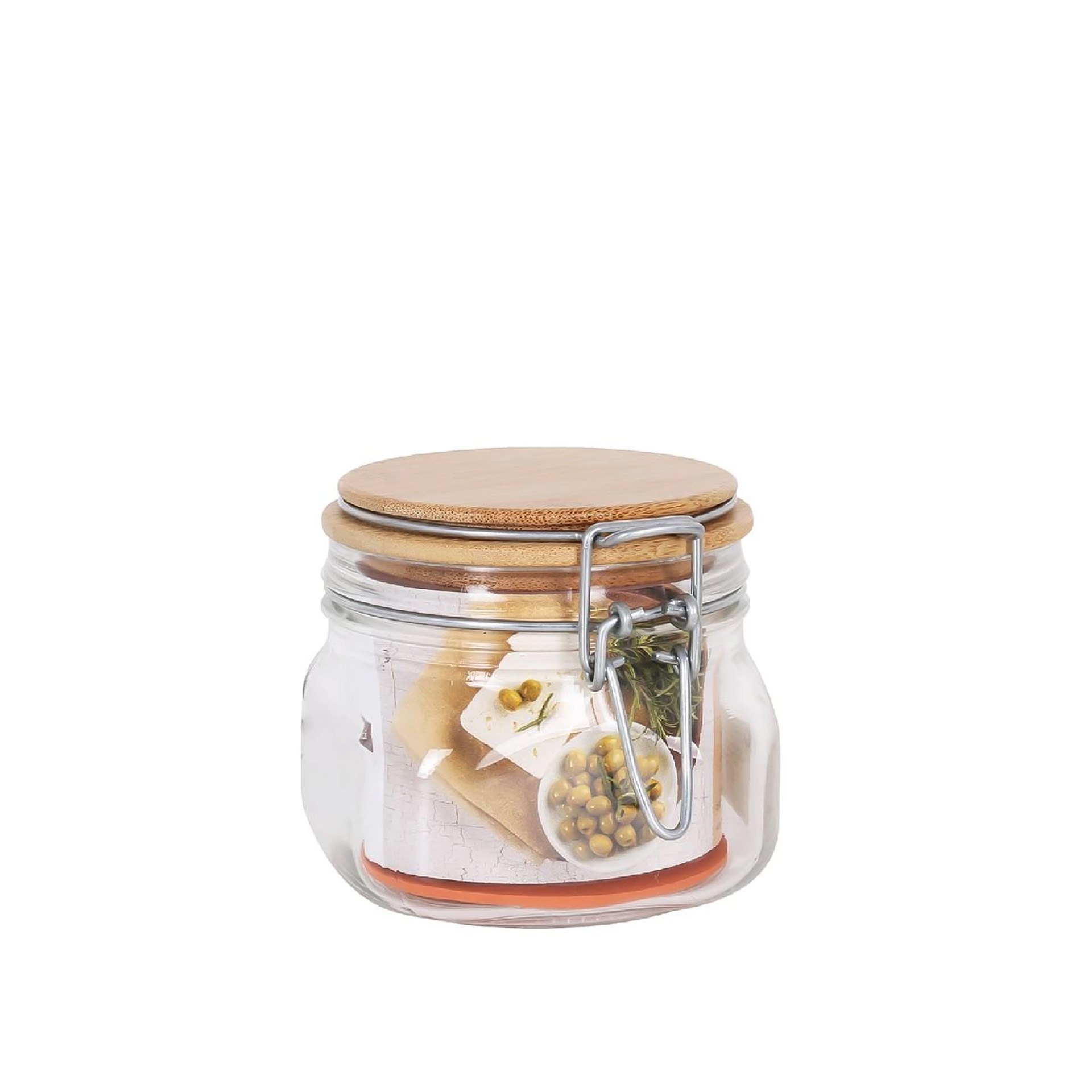 Frasco Vidro Tampa Bambu Primizie 500ml 10.5X10cm