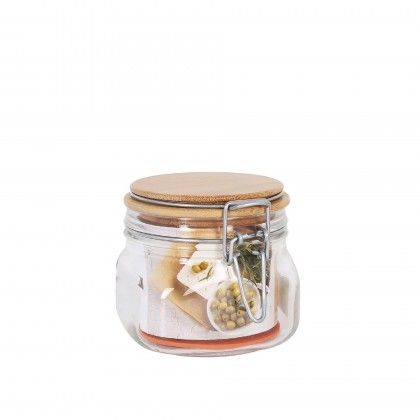 Frasco Vidro Tampa Bambu Primizie 500ml 10.5X10cm Frasco Vidro Tampa Bambu Primizie 500ml 10.5X10cm