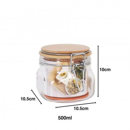 Frasco Vidro Tampa Bambu Primizie 500ml 10.5X10cm Frasco Vidro Tampa Bambu Primizie 500ml 10.5X10cm