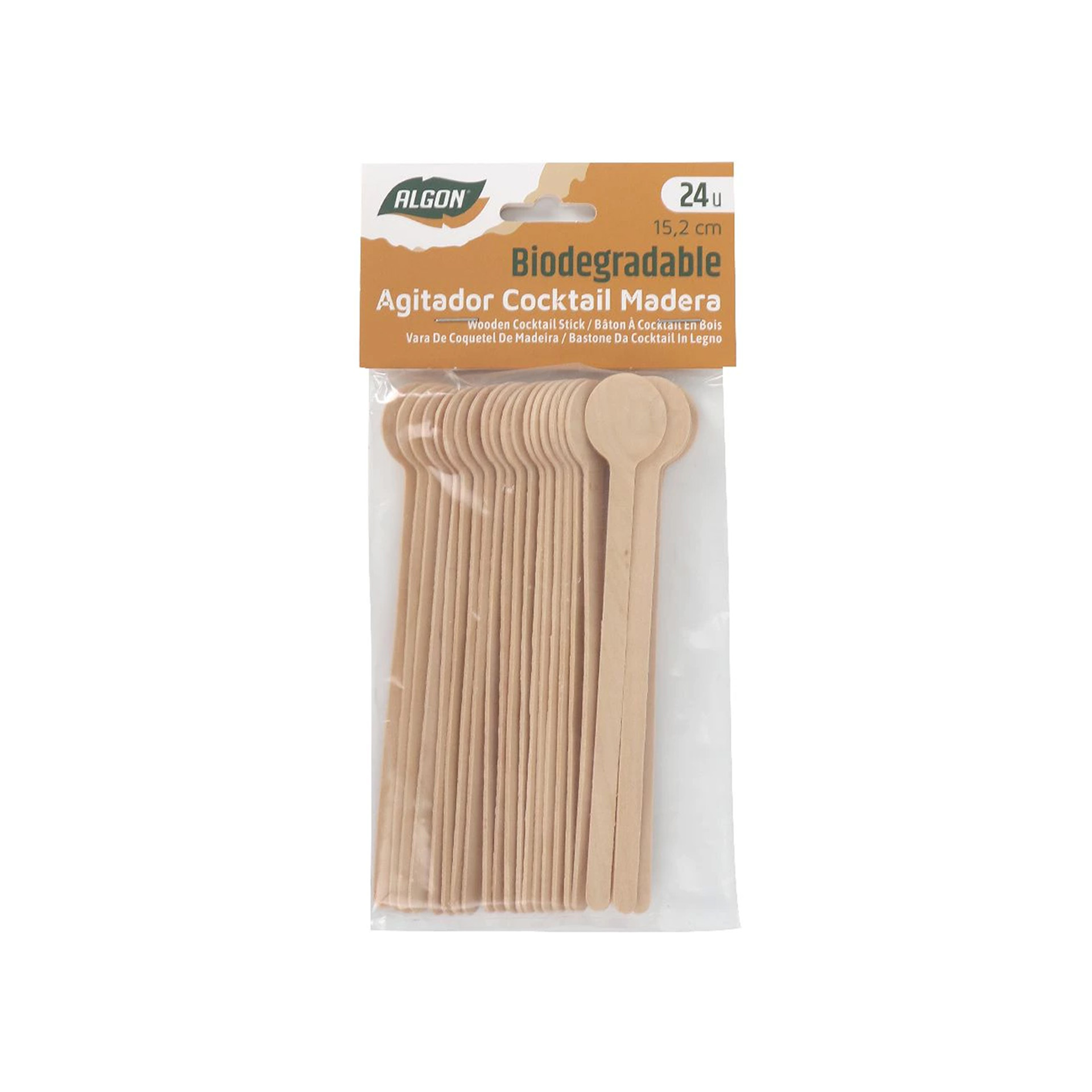 Mexedor Cocktail Madeira Biodegradável 15.2cm Pack 24