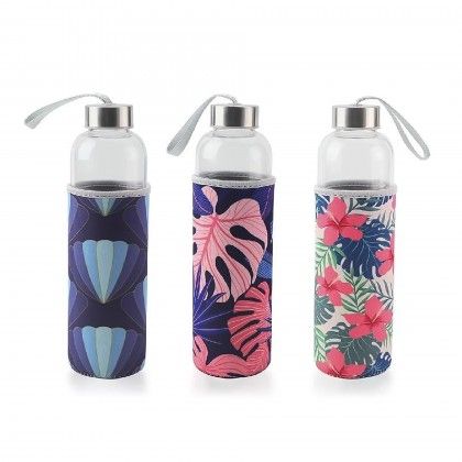 Garrafa gua Vidro com Capa 600ml 7X25cm
