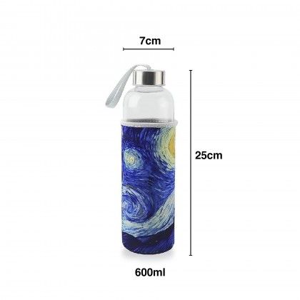 Garrafa gua Vidro com Capa 600ml 7X25cm