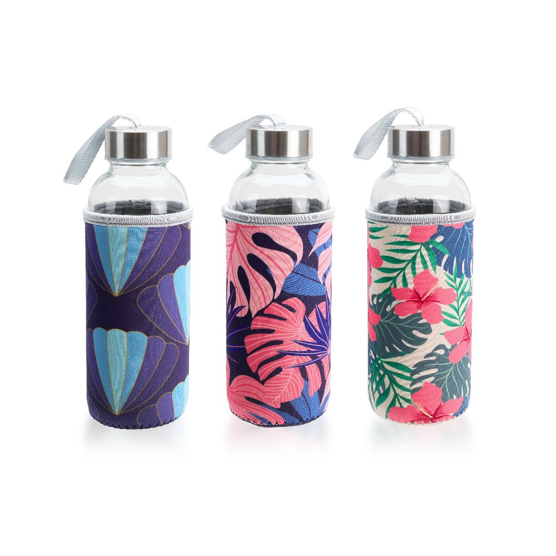 Garrafa Água Vidro com Capa 400ml 6.5X19cm