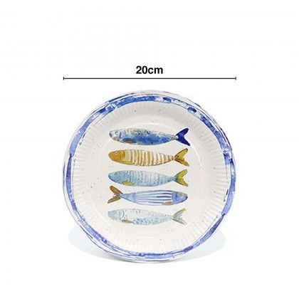 Prato Carto Peixe Redondo 20cm Pack 10