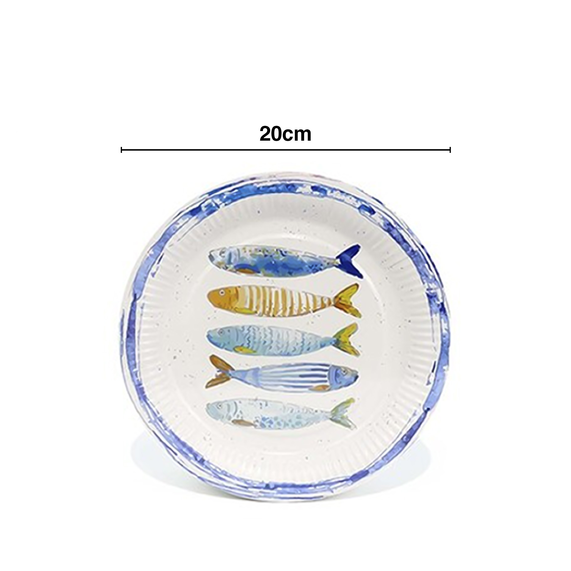 Prato Cartão Peixe Redondo 20cm Pack 10