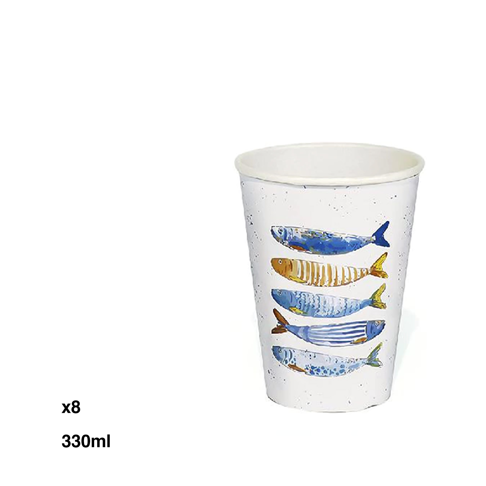 Copo Cartão Peixe Redondo 330ml Pack 8