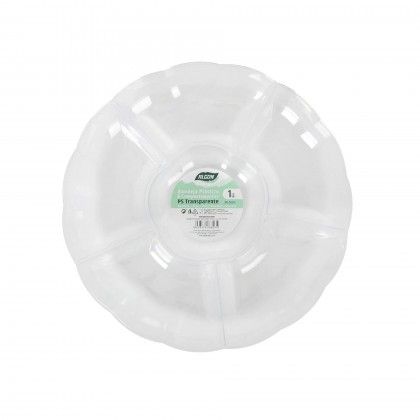 Bandeja Plástico Reutilizável 6 Divisões Redondo 30.5cm Bandeja Plástico Reutilizável 6 Divisões Redondo 30.5cm