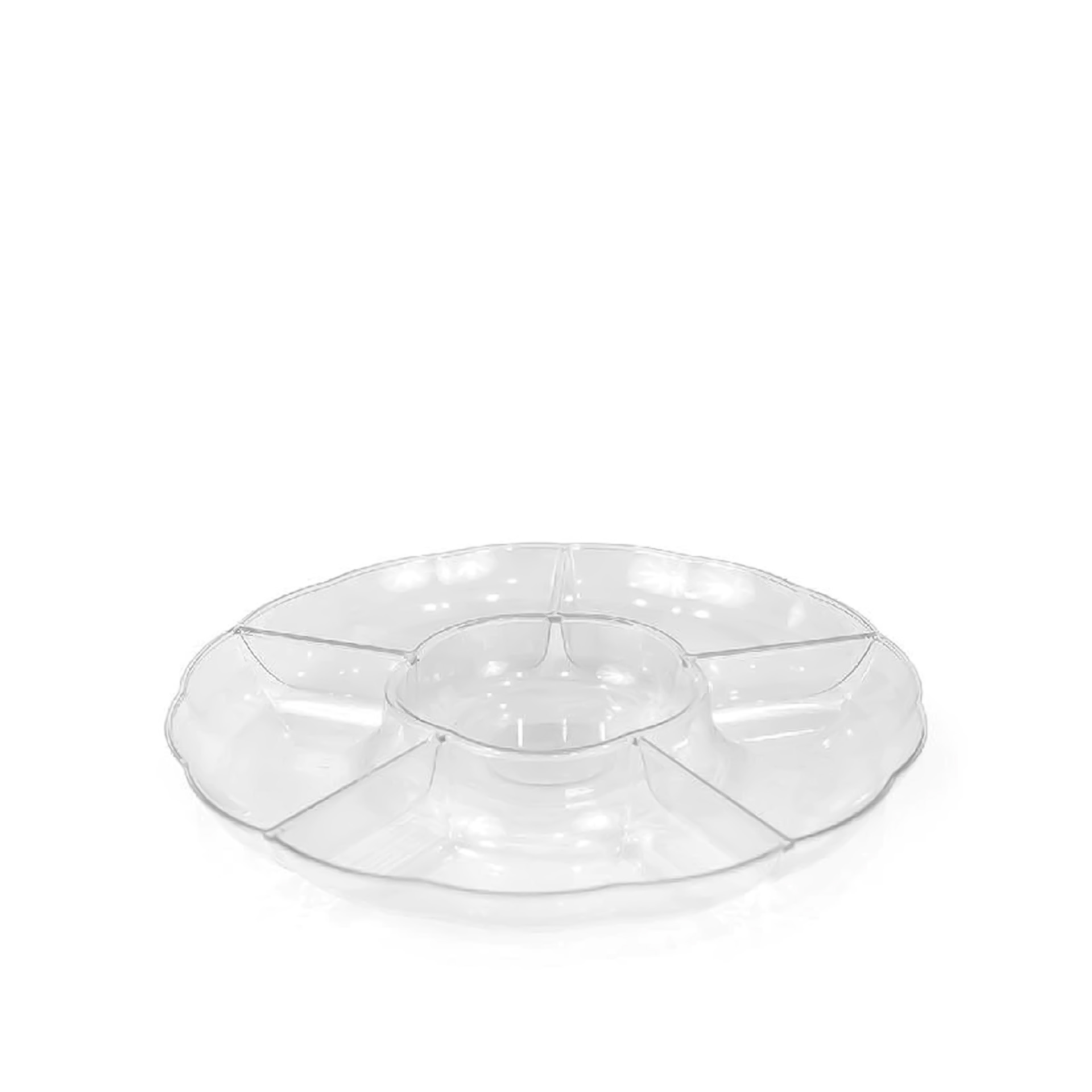 Bandeja Plástico Reutilizável 6 Divisões Redondo 30.5cm