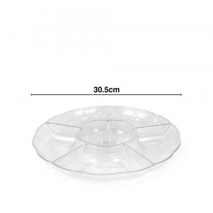 Bandeja Plástico Reutilizável 6 Divisões Redondo 30.5cm Bandeja Plástico Reutilizável 6 Divisões Redondo 30.5cm