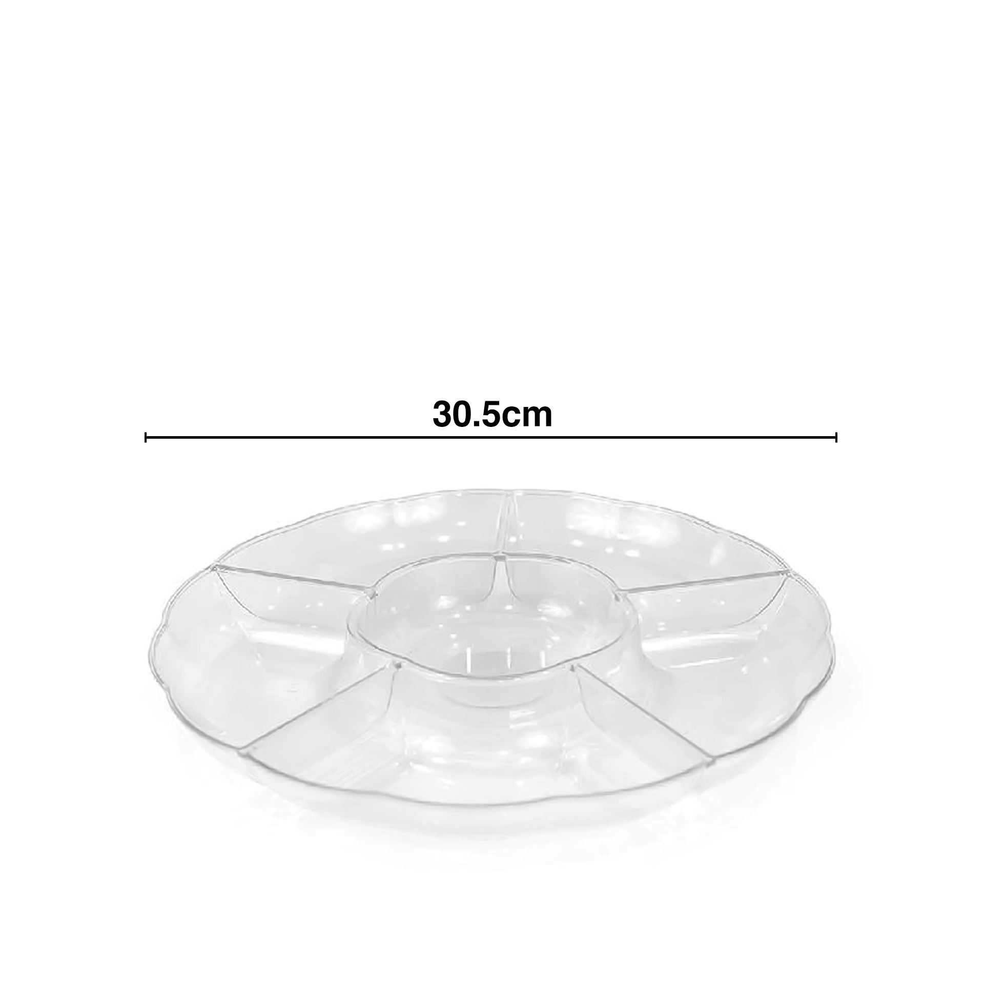 Bandeja Plástico Reutilizável 6 Divisões Redondo 30.5cm