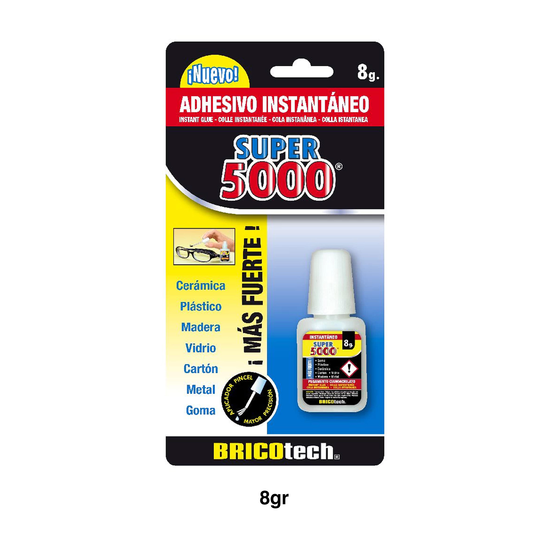Cola Instantânea Bricotech Super 5000 Pincel 8gr