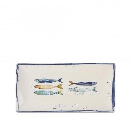 Travessa Cerâmica Peixe Retangular 30X15cm Travessa Cerâmica Peixe Retangular 30X15cm