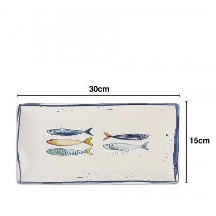 Travessa Cerâmica Peixe Retangular 30X15cm Travessa Cerâmica Peixe Retangular 30X15cm
