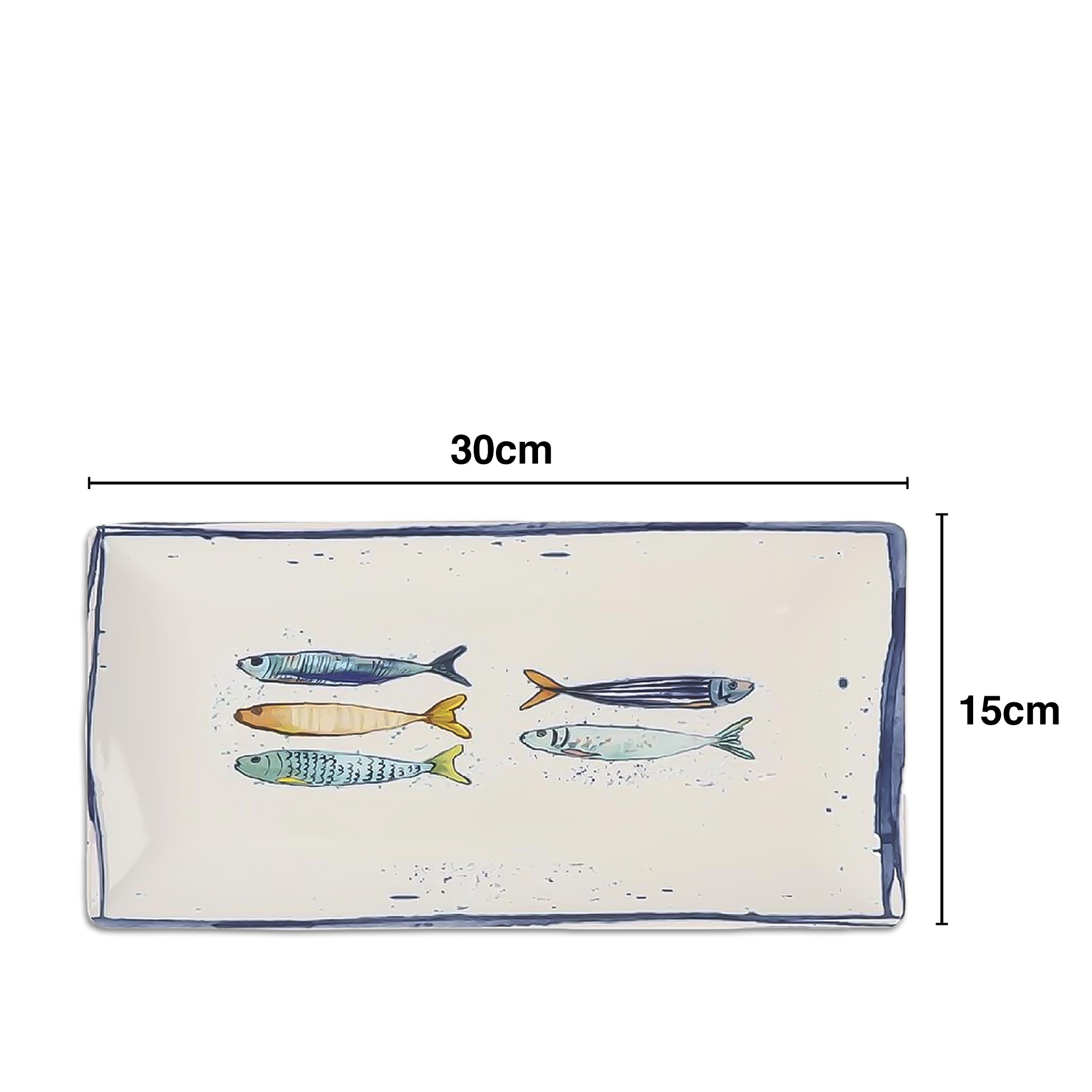 Travessa Cerâmica Peixe Retangular 30X15cm