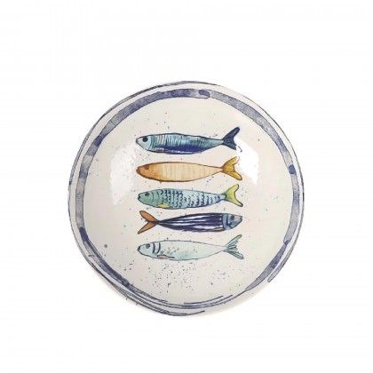 Prato Cermica Peixe Raso Liso 26X2cm