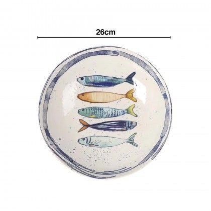 Prato Cermica Peixe Raso Liso 26X2cm