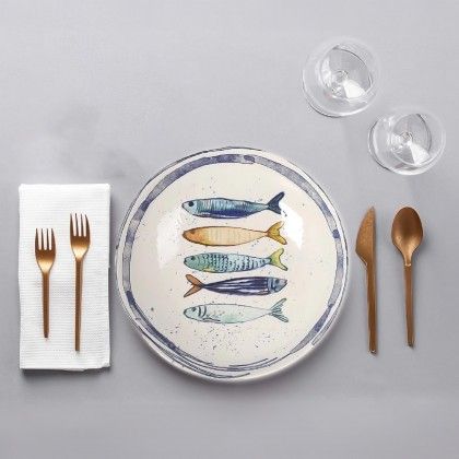 Prato Cermica Peixe Sobremesa 20X2cm