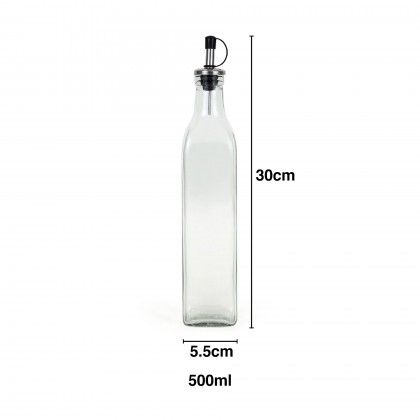 Galheteiro Vidro Tampa Inox Anna Liso 500ml 5.5X5.5X30cm