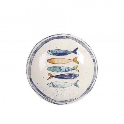 Prato Cerâmica Peixe Fundo 21X5.3cm Prato Cerâmica Peixe Fundo 21X5.3cm