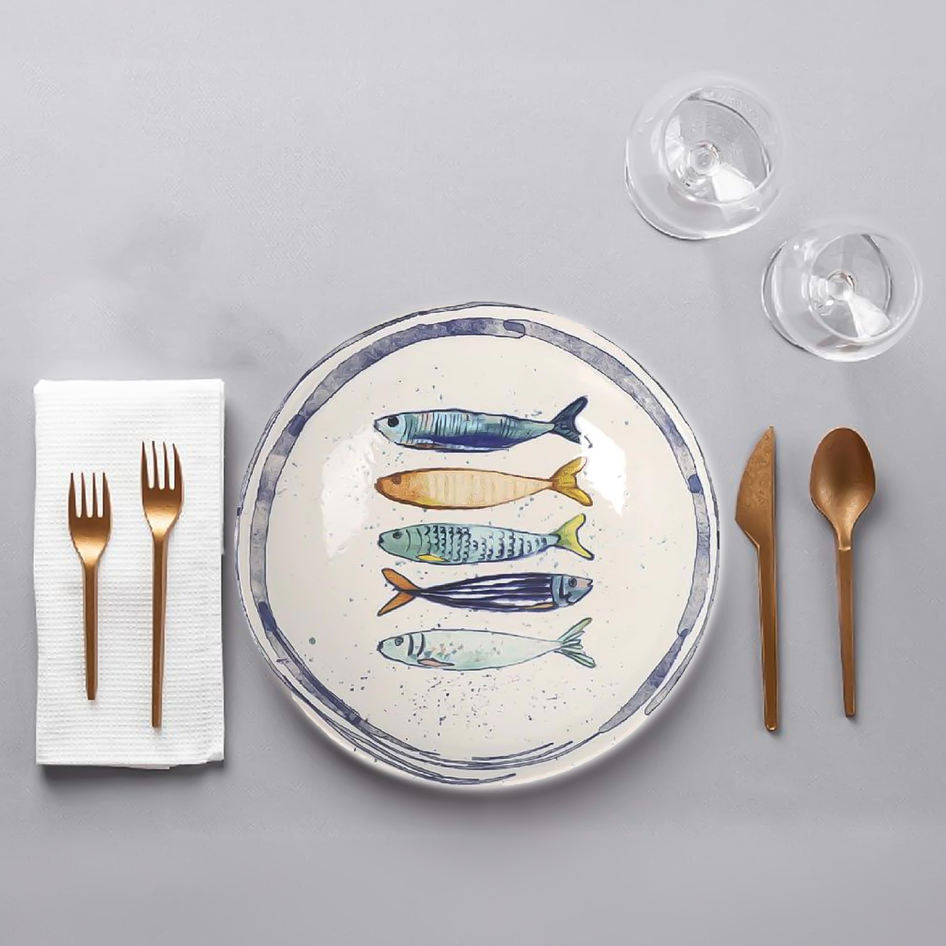 Taça Cerâmica Peixe Redondo 16cm