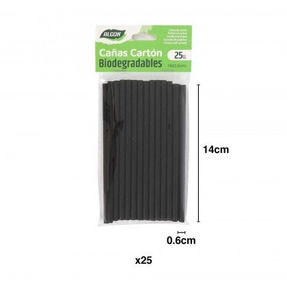Palhinha Carto Biodegradvel Preto 0.6X14cm Pack 25