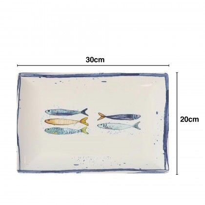 Travessa Cermica Peixe Retangular 30X20cm