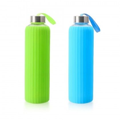 Garrafa Água Vidro / Silicone 600ml 7.2X25.4cm Garrafa Água Vidro / Silicone 600ml 7.2X25.4cm