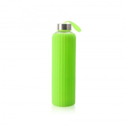 Garrafa Água Vidro / Silicone 600ml 7.2X25.4cm Garrafa Água Vidro / Silicone 600ml 7.2X25.4cm