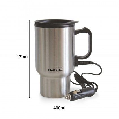 Caneca Viagem Inox com Carregador Carro 400ml 17cm