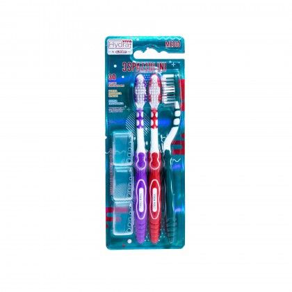 Escova Dentes Viva Hydra 3D Full White Mdio Pack 3