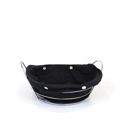 Cesto Po Metal / Tecido Redondo Preto 23X7cm