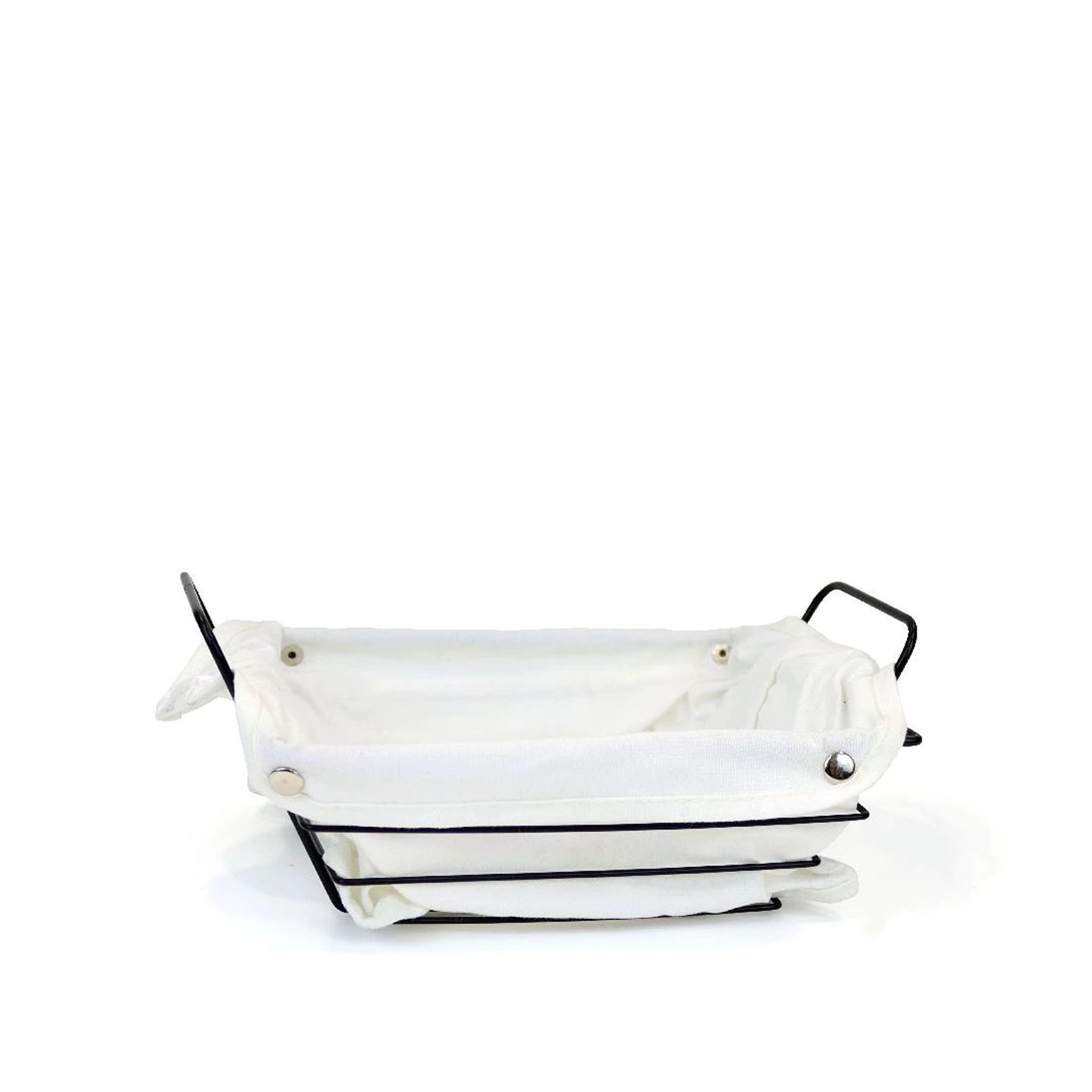 Cesto Pão Metal / Tecido Retangular Branco 29X20X11.7cm