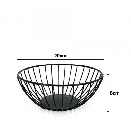 Cesto Po Metal Redondo Preto 20X8cm