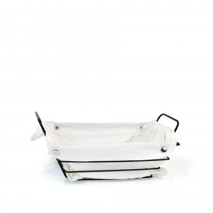 Cesto Pão Metal / Tecido Retangular Branco 29X20X11.7cm Cesto Pão Metal / Tecido Retangular Branco 29X20X11.7cm