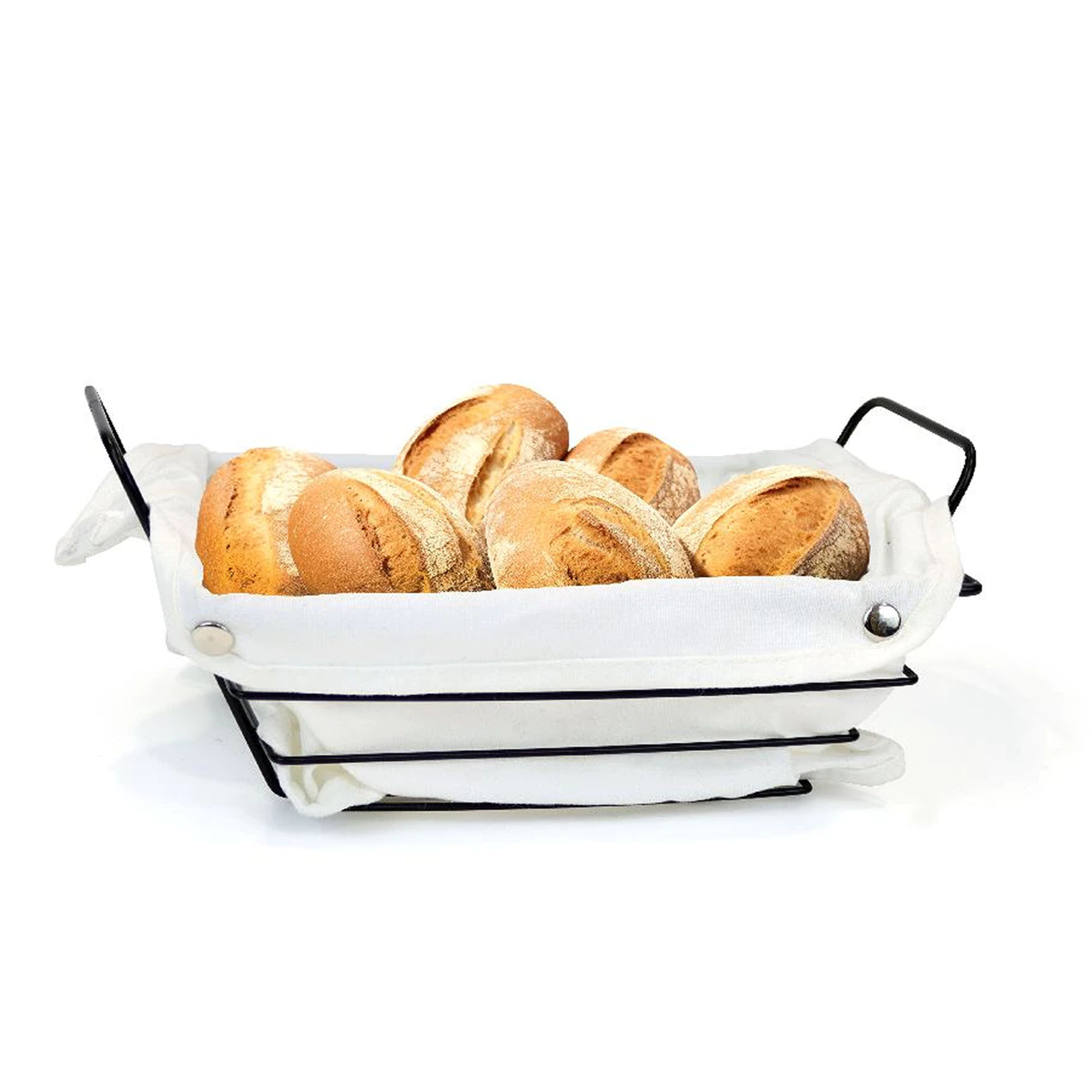 Cesto Pão Metal / Tecido Retangular Branco 29X20X11.7cm