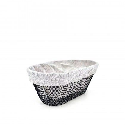 Cesto Po Metal / Tecido Oval 25X13X10cm
