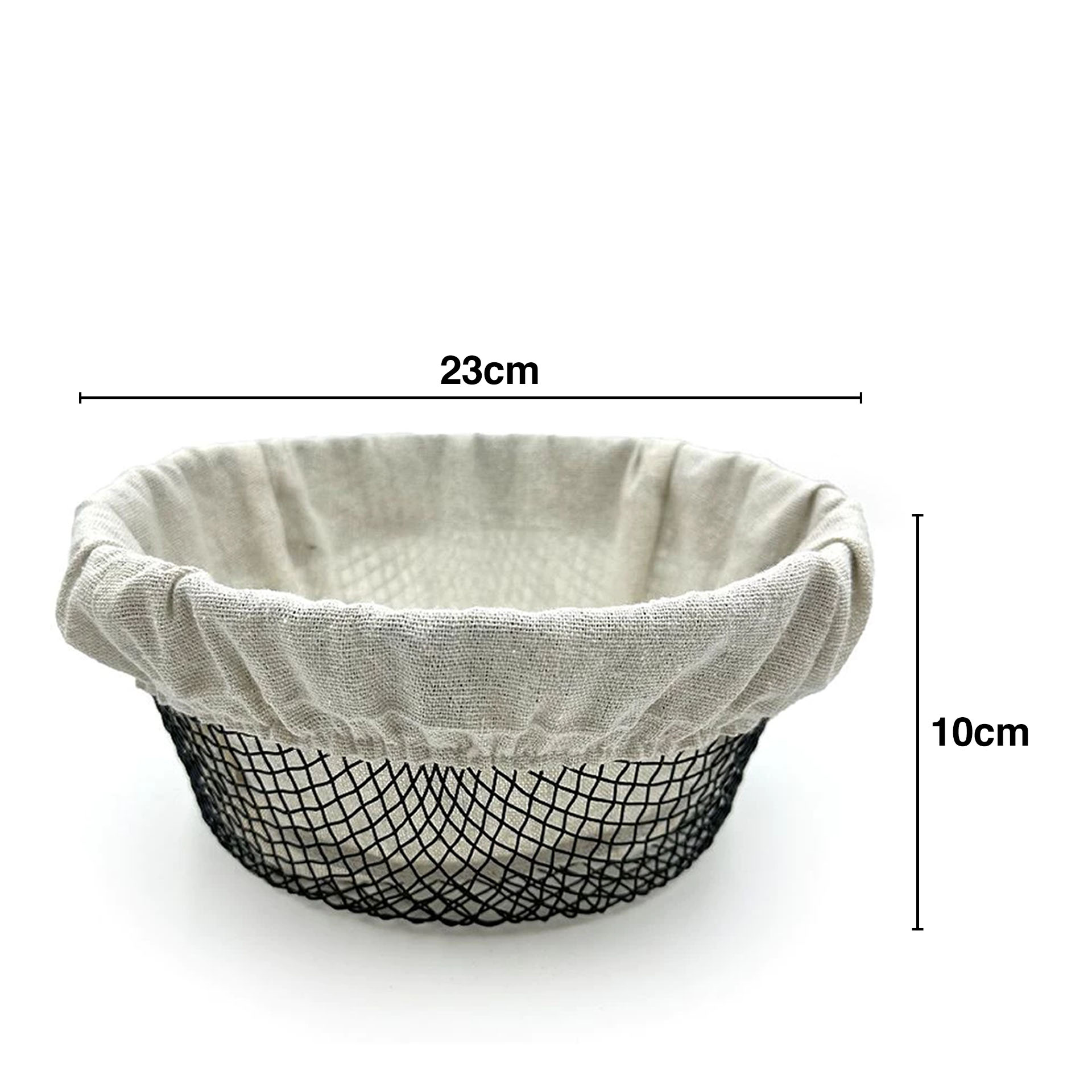 Cesto Pão Metal / Tecido Redondo 23X10cm