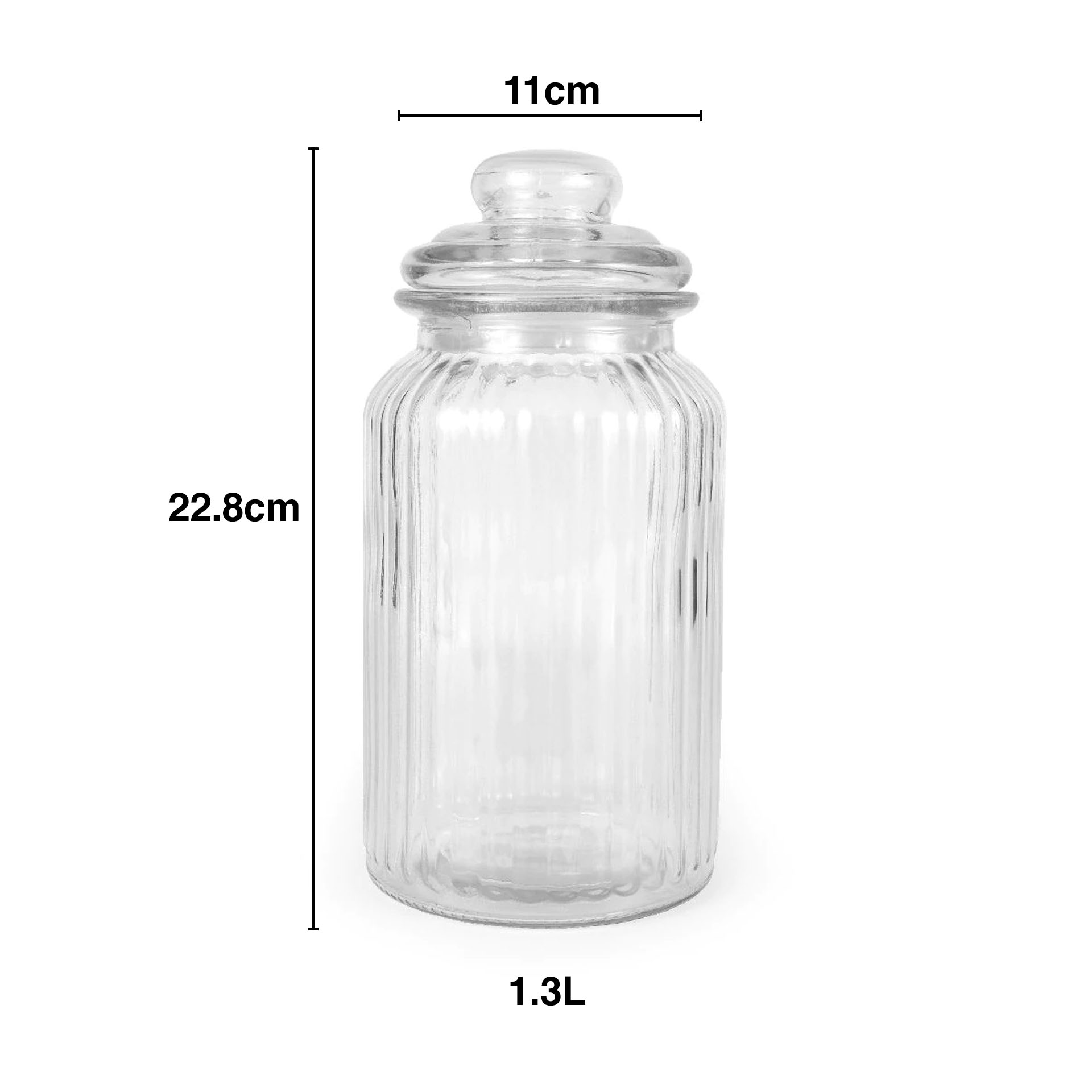 Frasco Vidro Linhas com Tampa Redondo 1300ml 11X22.8cm