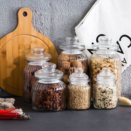 Frasco Vidro Linhas com Tampa Redondo 1300ml 11X22.8cm