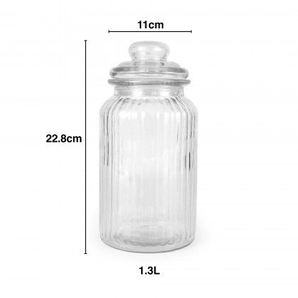 Frasco Vidro Linhas com Tampa Redondo 1300ml 11X22.8cm