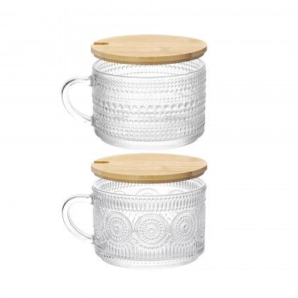 A�ucareiro Vidro Tampa Bambu 400ml 13X10X6.8cm