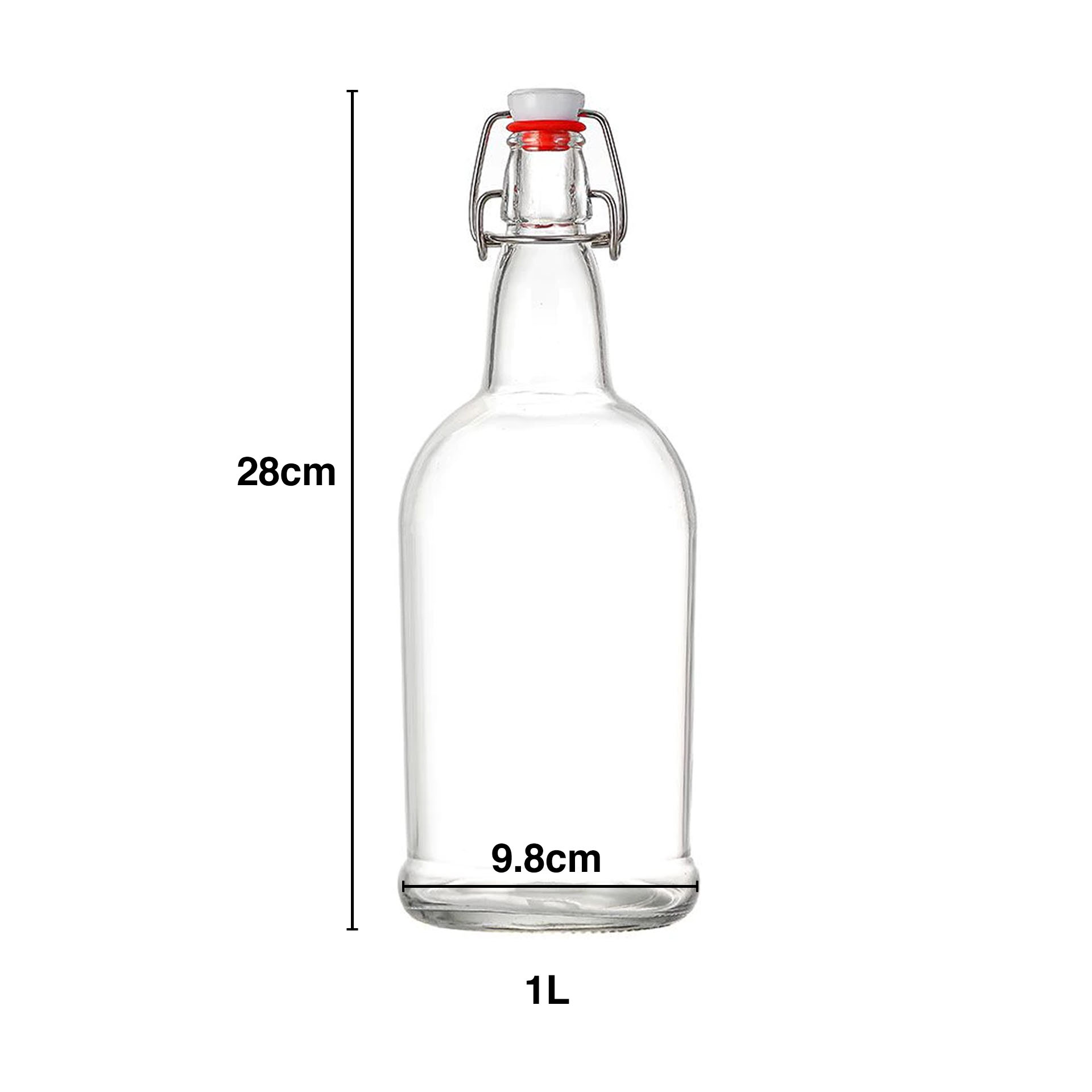 Garrafa Vidro Tampa Hermética 1000ml 9.8X28cm