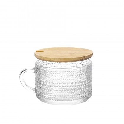 A�ucareiro Vidro Tampa Bambu 400ml 13X10X6.8cm